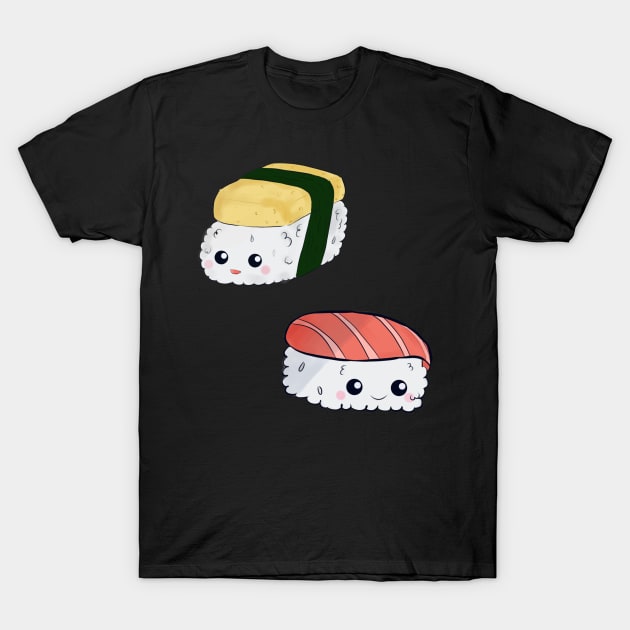 Kawaii Sushi Digital Art Japanese Food Asian T-Shirt by kristinedesigns